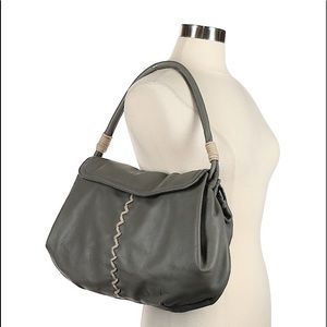 Piazza Sempione Gray Leather Shoulder Tote Bag